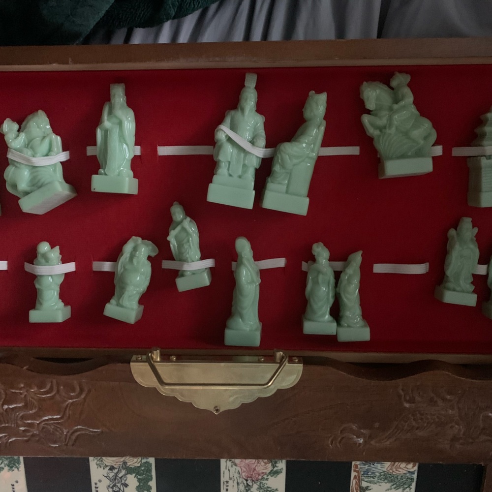 Really old wood chess board. Might be bamboo.
